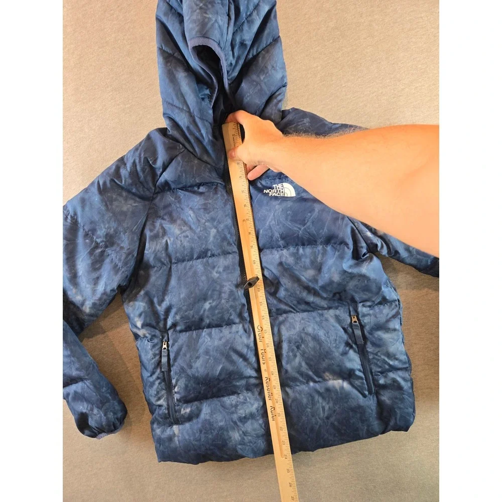 The North Face Down Jacket Boys XL 14/16 Blue Printed Reversible Puffer 600-Fill